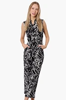 International INC Company Floral Button Up Jumpsuit - Black