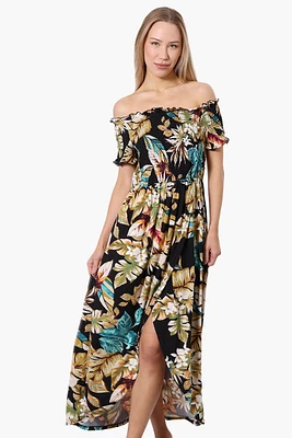 International INC Company Floral Off Shoulder Crossover Maxi Dress