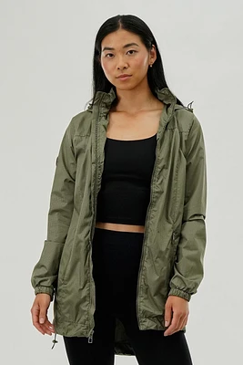 Canada Weather Gear Long Hooded Lightweight Jacket - Olive