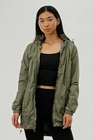 Canada Weather Gear Long Hooded Lightweight Jacket - Olive