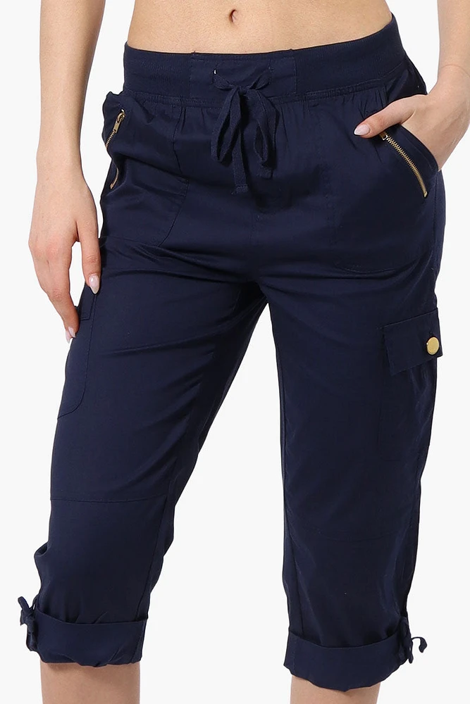 Canada Weather Gear Tie Waist Cargo Capris - Navy