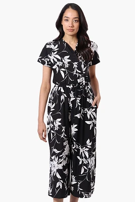 Beechers Brook Floral Short Sleeve Crossover Jumpsuit