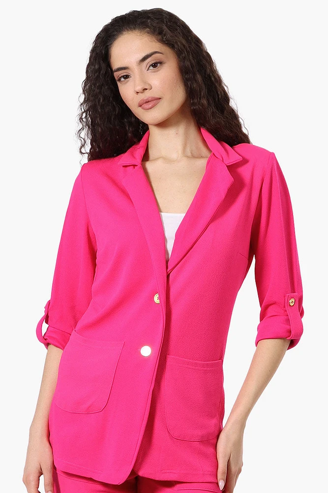 Majora Roll Up Sleeve Two Button Blazer - Pink