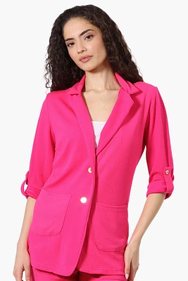 Majora Roll Up Sleeve Two Button Blazer - Pink