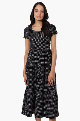 Beechers Brook Dotted Tiered Day Dress - Black