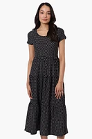 Beechers Brook Dotted Tiered Day Dress - Black