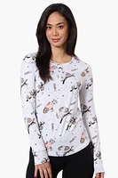 Canada Weather Gear Sloth Pattern Henley Pajama Top - Grey