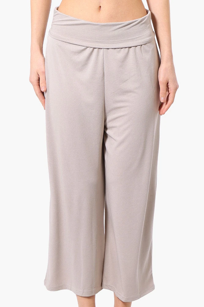 Costa Blanca Solid Fold Over Cropped Pants