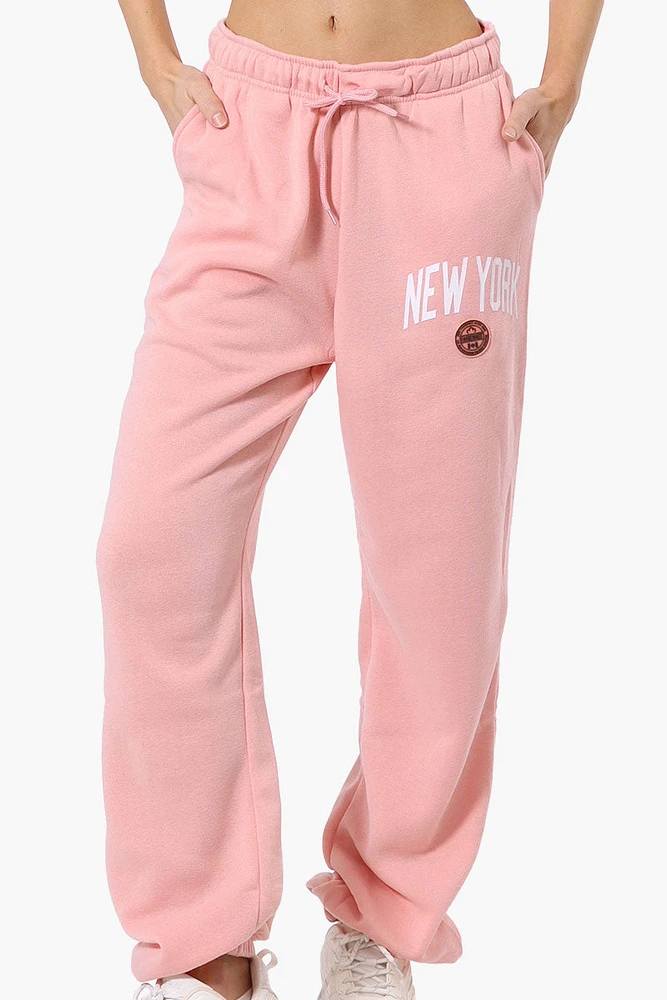 Fahrenheit London Print Fleece Joggers - Pink
