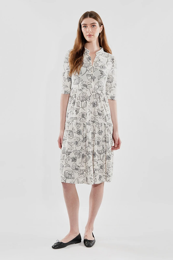 International INC Company Floral Tiered Henley Day Dress