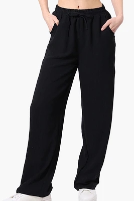 Stylexchange Vintage Solid Tie Waist Palazzo Pants