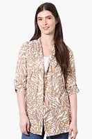 International INC Company Patterned Roll Up Sleeve Wrap Cardigan