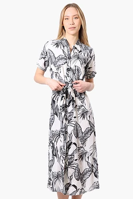 Beechers Brook Floral Button Down Belted Maxi Dress - White