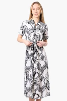 Beechers Brook Floral Button Down Belted Maxi Dress - White