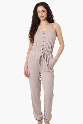 Urbanology Tie Waist Sleeveless Cargo Jumpsuit