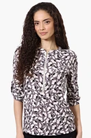 Beechers Brook Floral Half Zip Roll Up Sleeve Shirt