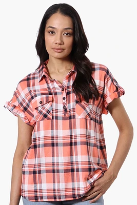 Urbanology Plaid Button Down Short Sleeve Shirt