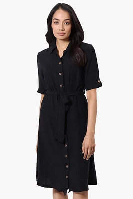 Urbanology Belted Roll Up Sleeve Day Dress