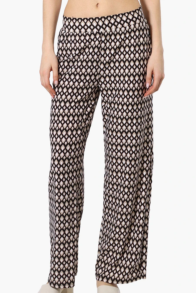 International INC Company Patterned Wide Leg Pants - Black