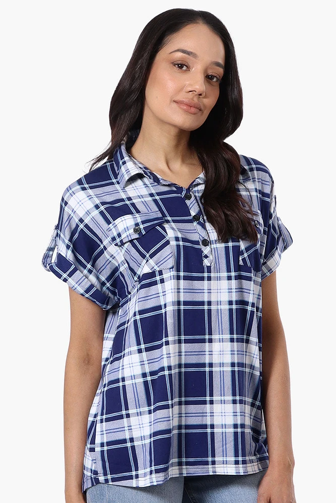 Urbanology Plaid Button Down Short Sleeve Shirt