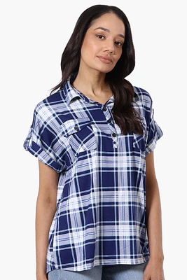 Urbanology Plaid Button Down Short Sleeve Shirt