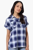 Urbanology Plaid Button Down Short Sleeve Shirt