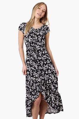 International INC Company Floral Ruffled Button Down Midi Dress