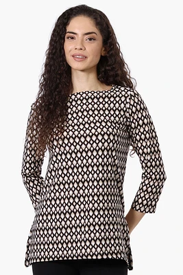 International INC Company Patterned 3/4 Sleeve Blouse - Black