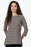 International INC Company Patterned 3/4 Sleeve Blouse - Black