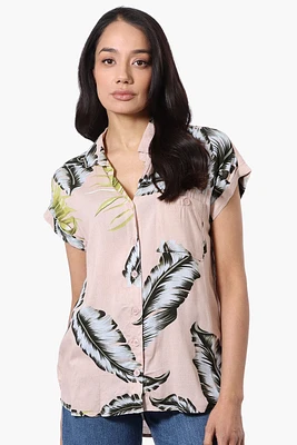 Majora Leaf Print Button Down Shirt
