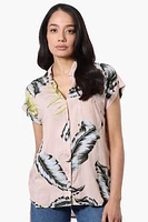 Majora Leaf Print Button Down Shirt