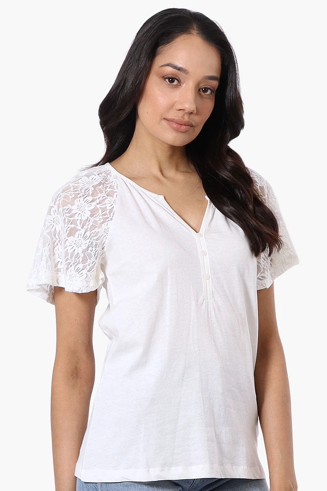 Majora Lace Cap Sleeve V-Neck Tee