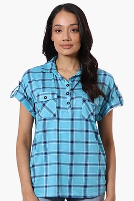 Urbanology Plaid Button Down Short Sleeve Shirt