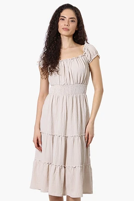 International INC Company Tiered Smocked Waist Maxi Dress