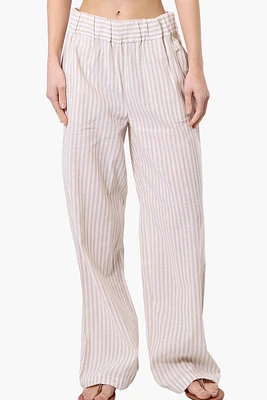 Impress Striped Wide Leg Pants - Cream
