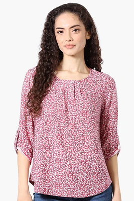 Beechers Brook Floral Roll Up Sleeve Blouse