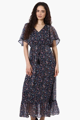 Limite Floral Tie Waist V-Neck Maxi Dress