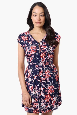 International INC Company Floral Smocked Waist Day Dress