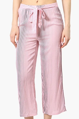 International INC Company Dotted Tie Waist Cropped Pants - Pink
