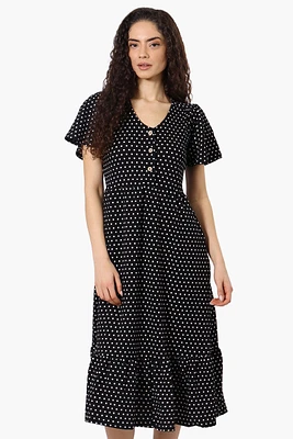 Impress Polka Dot Short Sleeve Day Dress - Black