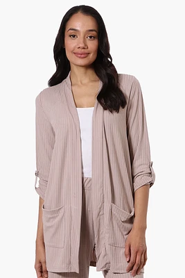 Majora Ribbed Roll Up Sleeve Wrap Cardigan