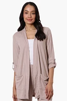 Majora Ribbed Roll Up Sleeve Wrap Cardigan