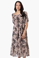 Limite Floral Smocked Square Neck Maxi Dress