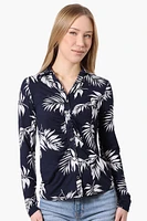 International INC Company Floral Ruched Button Down Shirt