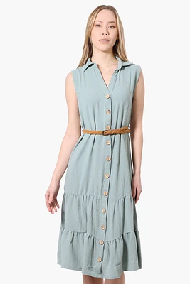 Urbanology Button Down Rope Belt Day Dress