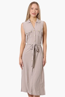 Majora Button Down Belted Maxi Dress