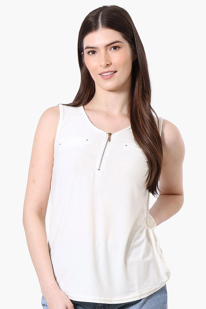 Beechers Brook Basic 1/4 Zip Tank Top