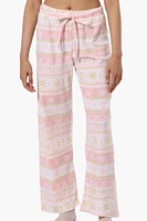 Canada Weather Gear Festive Pattern Wide Leg Pajama Pants - Blush