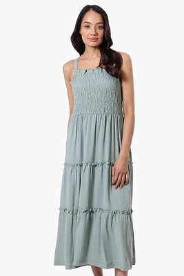 Urbanology Smocked Tiered Maxi Dress - Mint