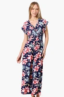 International INC Company Floral Crossover Wide Leg Jumpsuit